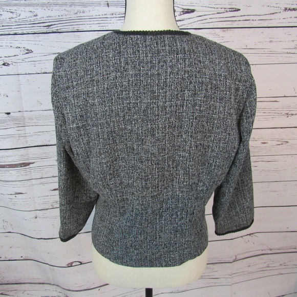 K Petite gray/white/black tweed open front jacket - Picture 6 of 7